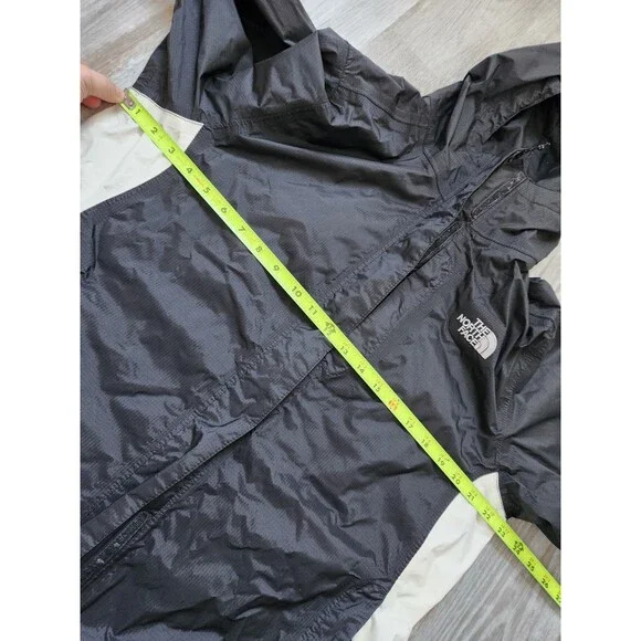 The North Face Hyvent Womens Rain Jacket Black white Hood Lightweight Sz L - Picture 11 of 14